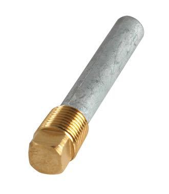 Zink møtrik fra Tecnoseal til varmeveksler, set fra siden.