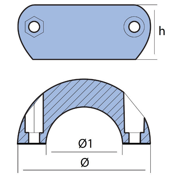 Detalje af Tecnoseal akselanode smal Ø22mm, fremhæver konstruktionen.