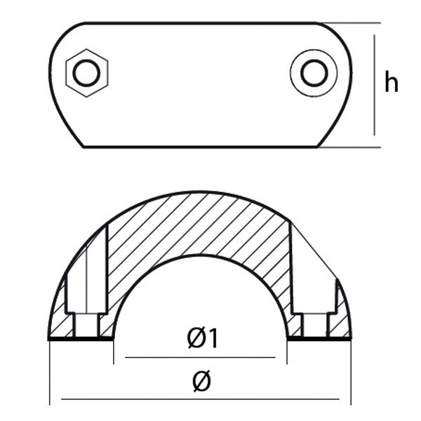 Tecnoseal alu akselanode Ø25mm i brug monteret på båd