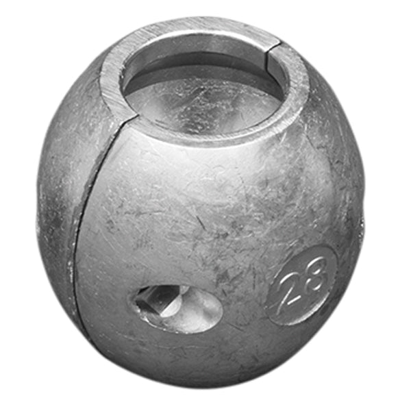 Tecnoseal zinkanode aksel set fra siden, med tydelig detaljering af 28mm diameter.
