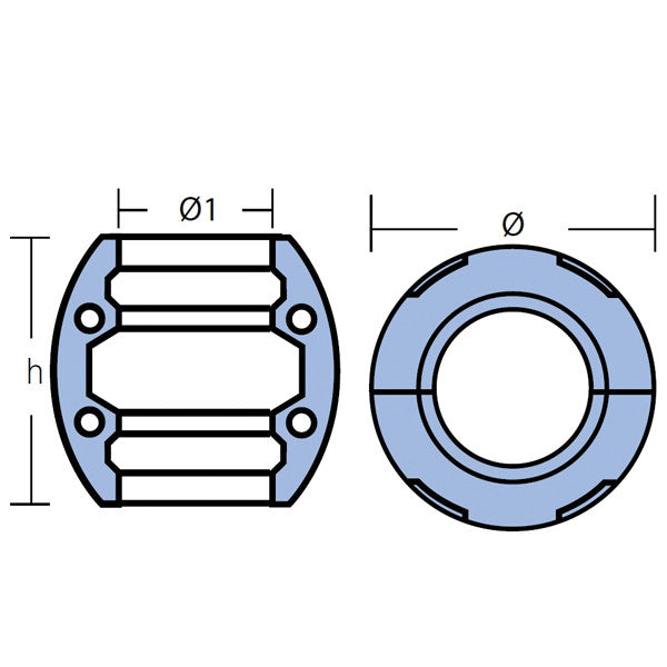 Tecnoseal zinkanode aksel 60mm monteret på en bådakse
