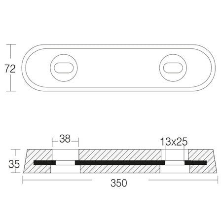 Tecnoseal zinkdel præsenteret forfra, klar til brug på båd.