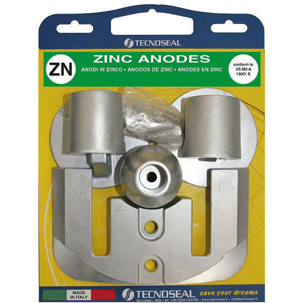 Tecnoseal zink kit til Mercruiser Bravo III, vist på hvid baggrund.