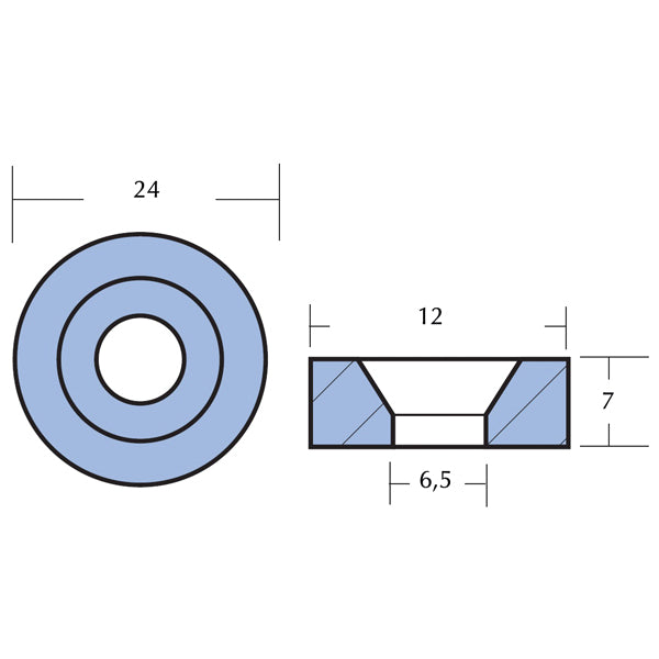 Zinkanode monteret på Tohatsu motor med 7 mm gevind