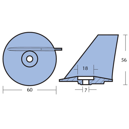 Foran- og bagside af Tecnoseal zinkanode 56 mm