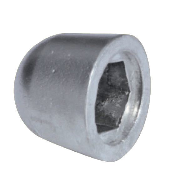 Tecnoseal alu anode set fra siden, klar til montering på båd.