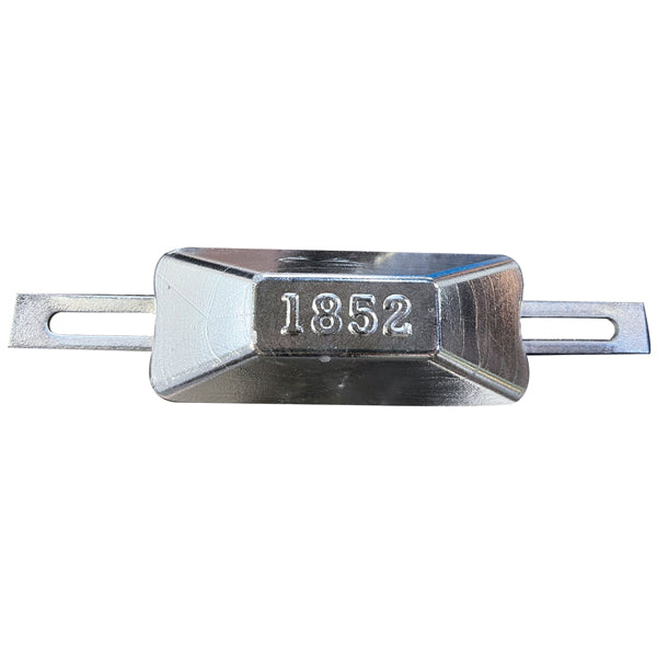 1852 zinkanode på hvid baggrund, vejer 0.50 kg