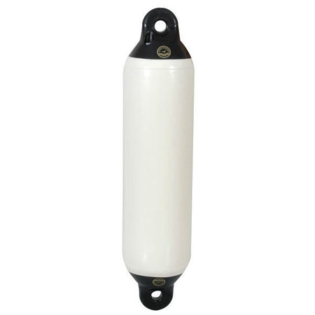 Dan-Fender 827 i hvid placeret på havnens kaj