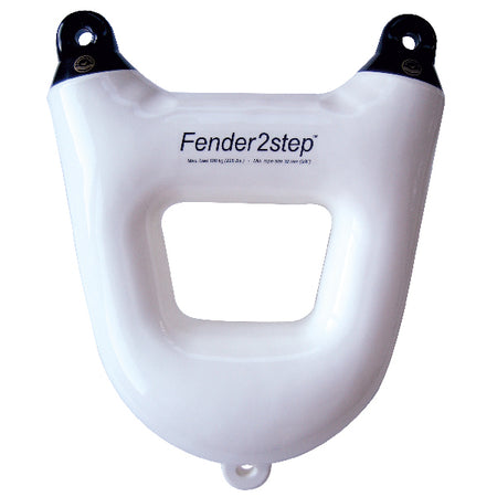 Dan-Fender Fender2step i hvid, set forfra med mål på 450 mm bred og 560 mm høj