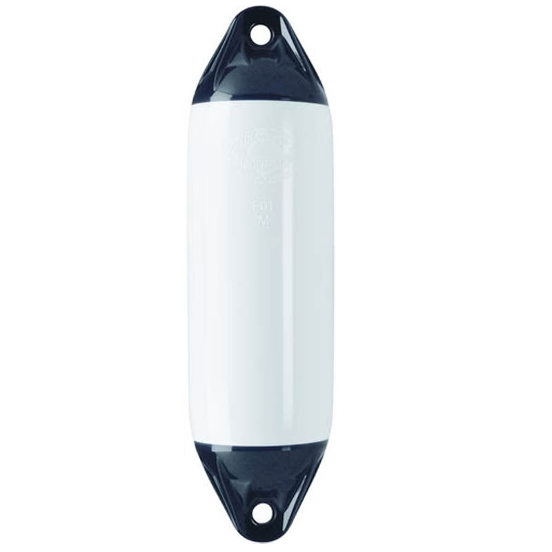 Polyform F6 fender set fra siden i hvid og sort