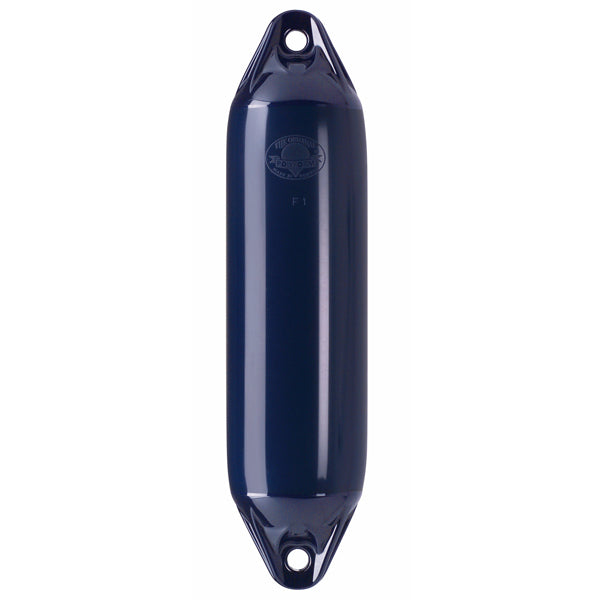 Polyform F-fender F3 monteret på båd i havn