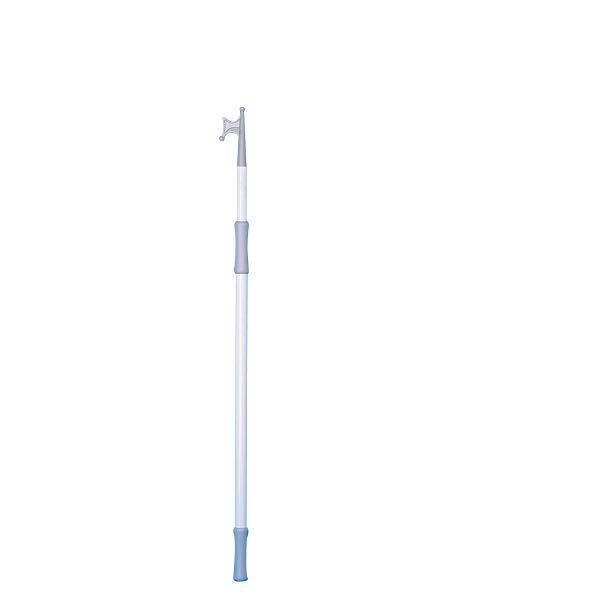 SeaTec justerbar bådhage i hvid, Ø25/30mm, 120-210cm, vises i brug på en båd.