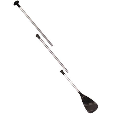 Scoprega justerbar padle i aluminium, 175-215 cm, ø29mm, stående ved bredden af en sø.