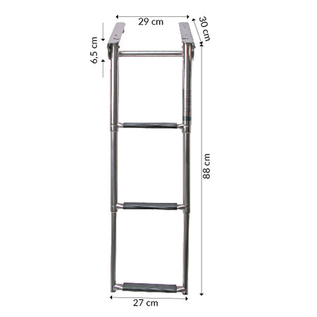 Teleskop badestige fra SeaTec installeret på bådplatform