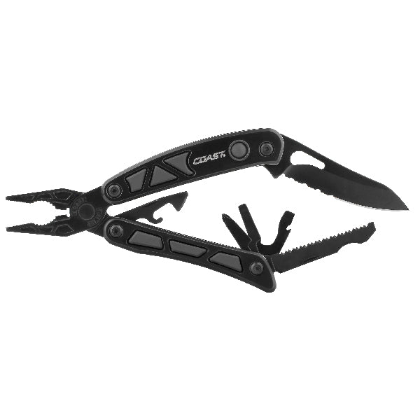 SeaTec Coast multi tool med lygte set fra siden, sort design, 10,2 cm lang.