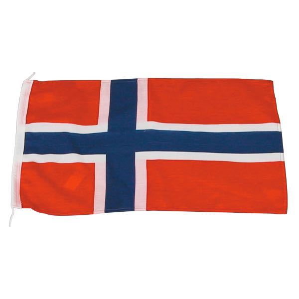 Gæsteflag Norge fra 1852 er placeret på en båd i havn.