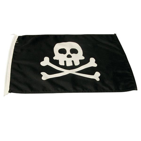 Piratflag fra 1852 prydet med et jolly roger design i 30x45 cm størrelse