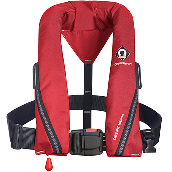 Crewsaver Crewfit 165N Sport redningsvest i rød farve, set forfra