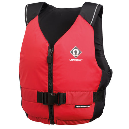 Crewsaver Response 50N flydevest i rød, set forfra med justerbare stropper.