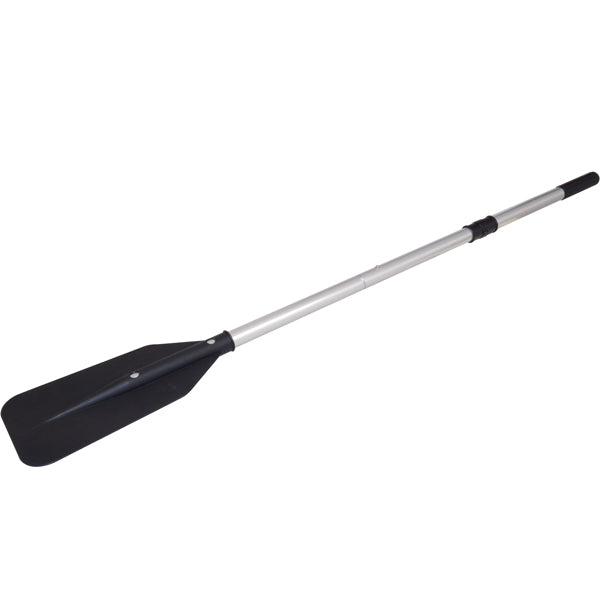 Aquaquick åre i sort, 143 cm til gummibåde, vedlagt på en båd.