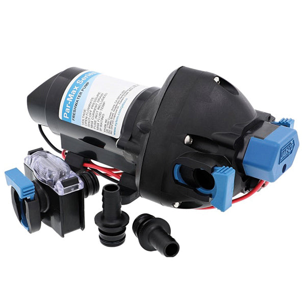 Jabsco Par-Max 3 trykvandspumpe vises forfra, designet til 12V systemer
