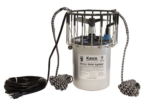 Kasco de-icer 3/4 hk set fra siden, klar til installation i vandet.