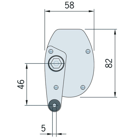Roca W05 viskermotor set forfra, viser design og funktionelle dele.