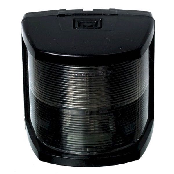 Hella agterlanterne i sort plast, 107 mm, vist fra siden.