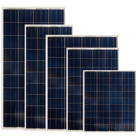 Victron solpanel på hvid baggrund, profilbillede af 175W model med specifikationer