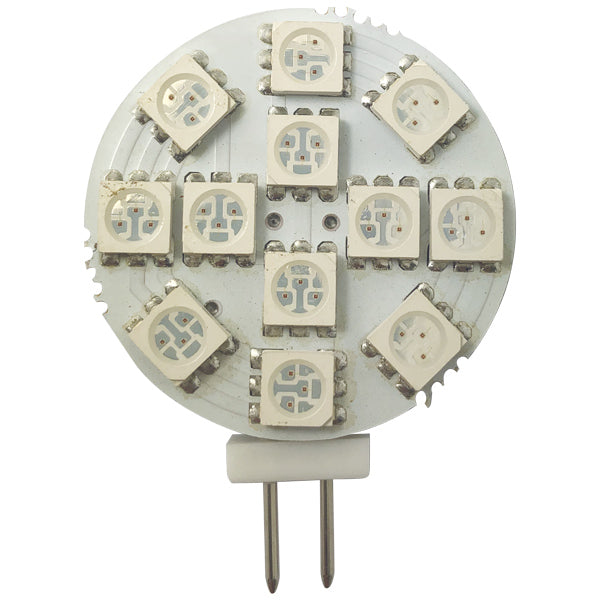 1852 LED G4 pærer i rød/hvid farve, Ø30mm, vist fra siden.