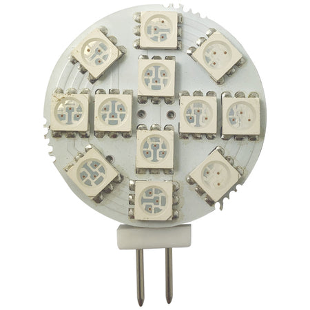 1852 LED G4 pærer i rød/hvid farve, Ø30mm, vist fra siden.