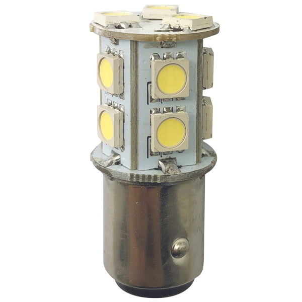1852 LED pære BAY15D set forfra med runde linser