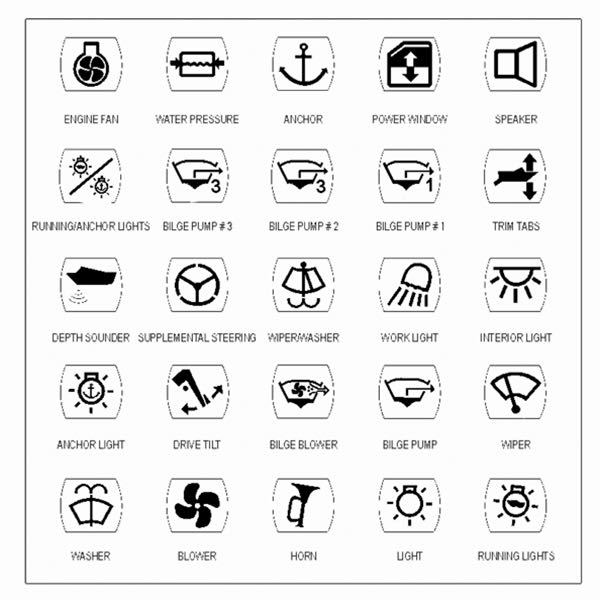 SeaTec symbolark med 25 maritime symboler til stik og kontakter