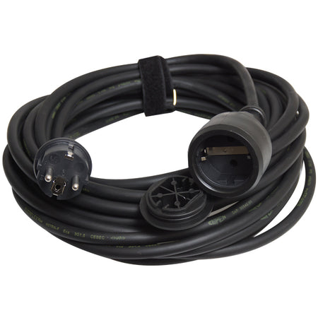Ratio forlænger kabel 230V 25 meter med han/hun stik, set på hvid baggrund