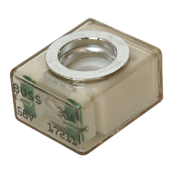 Blue Sea Systems terminal sikring 250A set forfra med kabelforbindelser.