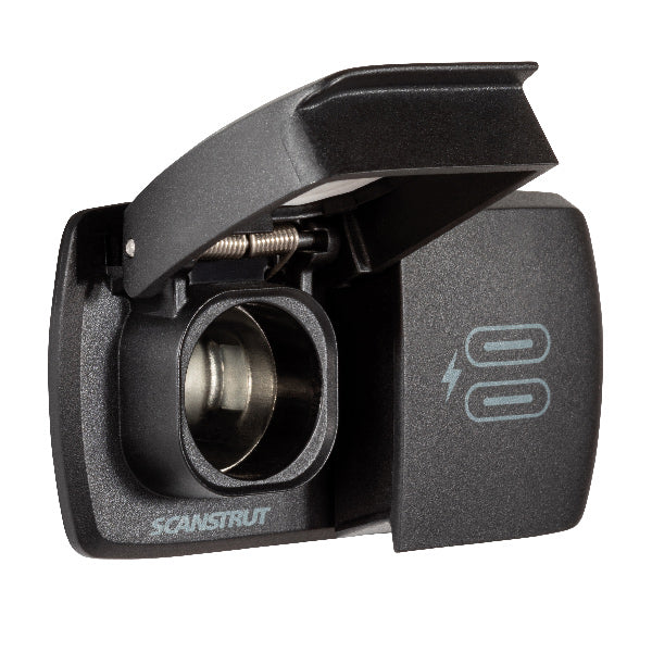 ScanStrut, Flip-Pro Multi USB-C og strømudtag set fra siden
