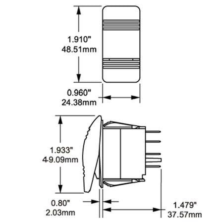 Blue Sea Systems vandtæt kontakt Contura monteret på en kontrolpanel i båd.