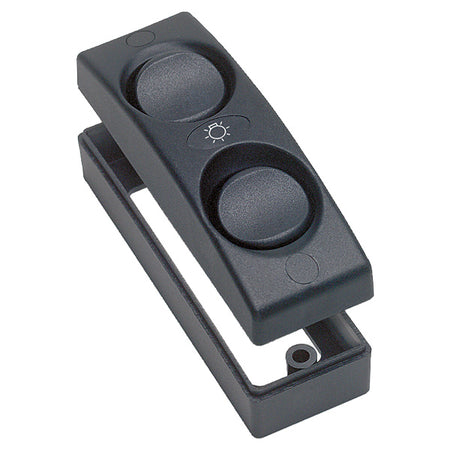 BEP afbryder i sort, 10 Amp, set forfra med tydelige kontakter.