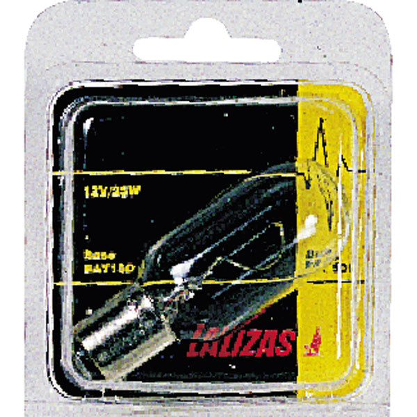 Lalizas lanternepære 12V 25W Bay15D vist fra siden