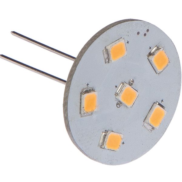 Nautecled G4 pro spot bag pin Ø24mm LED pære set forfra, velegnet til bådmontering.