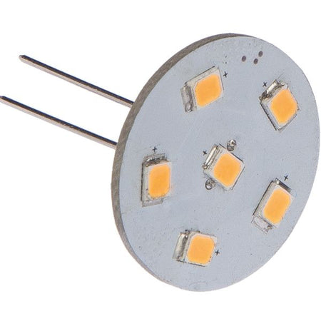 Nautecled G4 pro spot bag pin Ø24mm LED pære set forfra, velegnet til bådmontering.