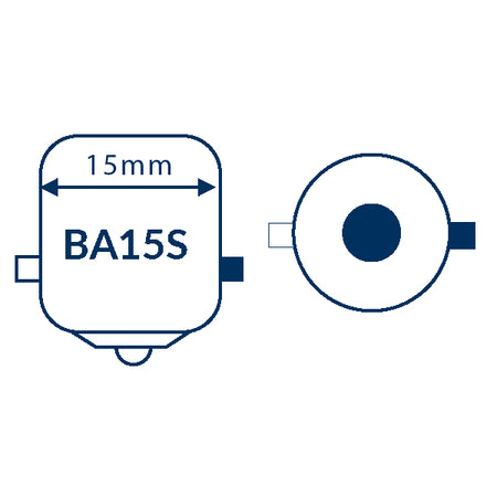Nautecled BA15S LED pære set bagfra med tilslutning