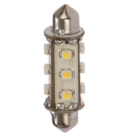 Nautecled pinolpære i dimensionsstørrelse 42mm, tilsluttet et 12 V-system.