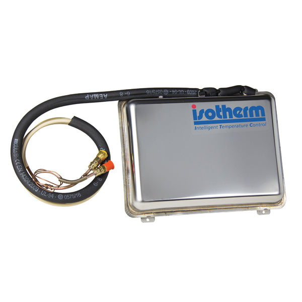 Isotherm køleakkumulator tank på hvid baggrund med kobling visible