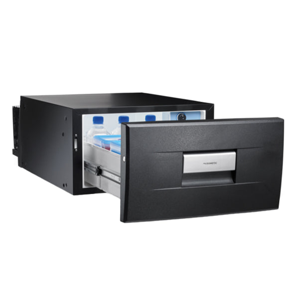 Dometic Coolmatic CD30 køleskuffe med sort front set forfra