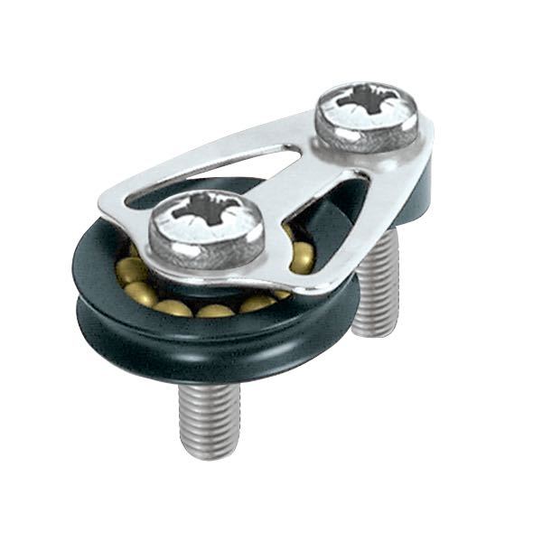Ronstan blok til endekontrol serie 22 65 mm, set fra siden med skinner.