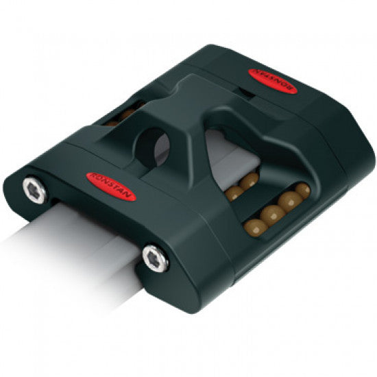 Ronstan serie 19 orbit vogn 50mm set forfra, klar til montering på skinner.