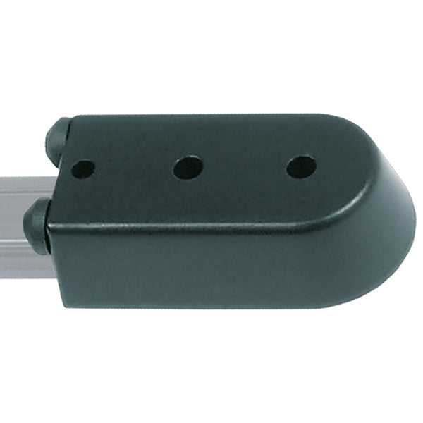 Ronstan endestop serie 19 i sort, set fra siden med detaljeret design.