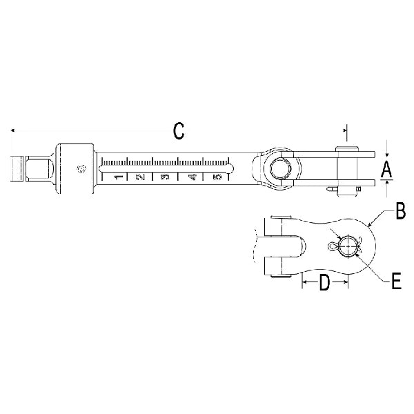 Ronstan, vantskrue krop med skala og toggle 3/8" gevind