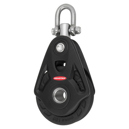 Ronstan serie 100 core blok enkelt med svirvel, vist fra siden.